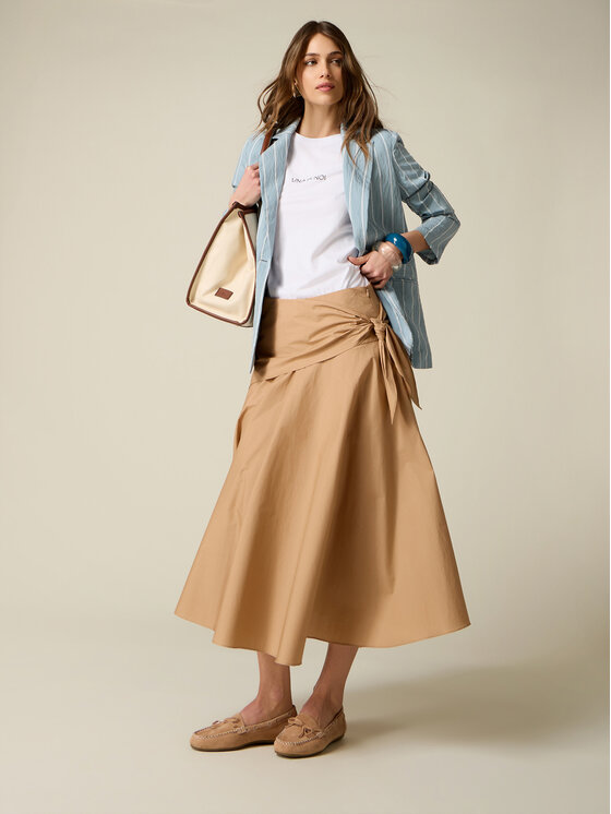 Oltre Oltre Gonna midi 1044R001606N012 Crema A-Line Fit