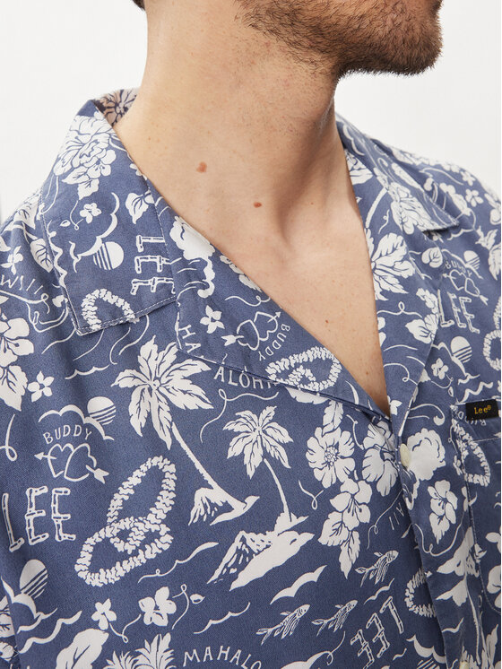 Lee Lee Koszula Camp 112349496 Niebieski Oversize