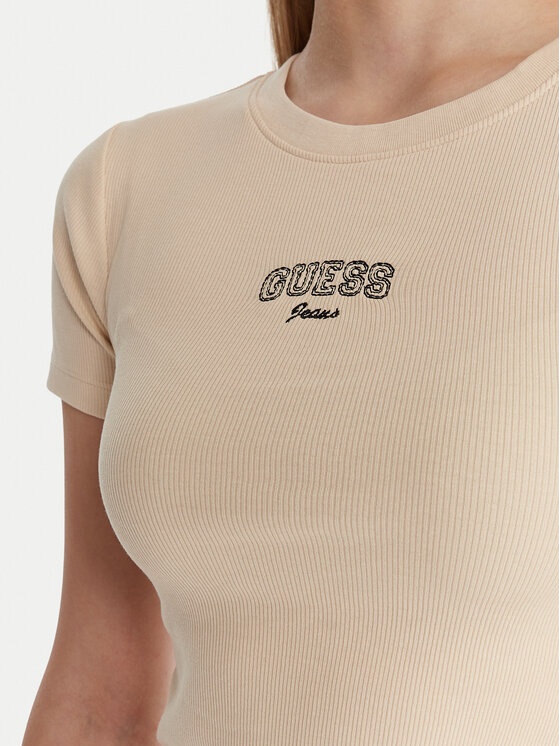 Guess Jeans Guess Jeans T-shirt W6RP21 KA0H1 Bež Slim Fit