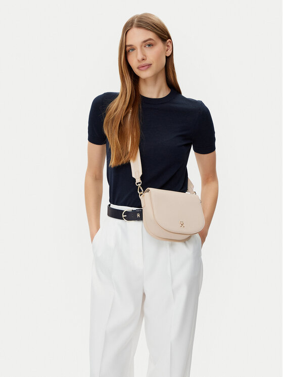 Tommy Hilfiger Tommy Hilfiger Torbica Th Logotape Saddle Bag AW0AW17184 Écru