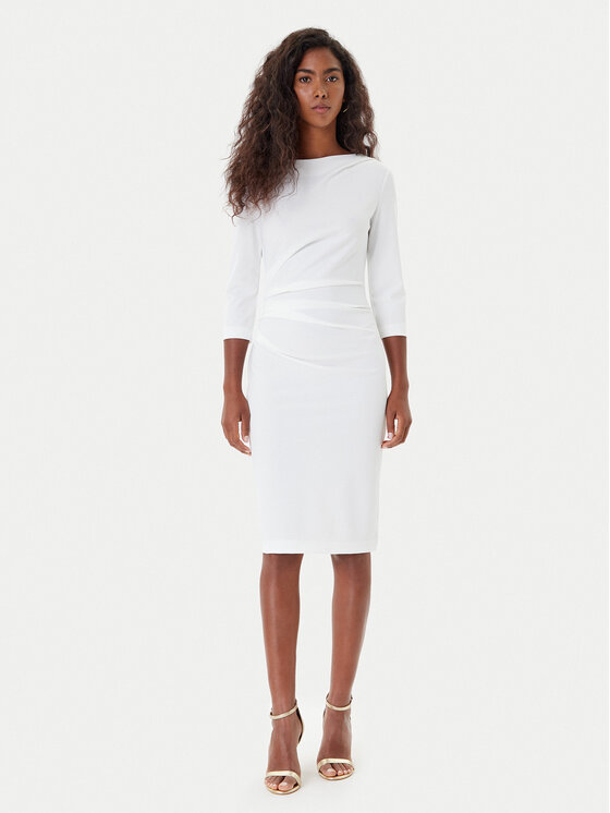 Rinascimento Rinascimento Коктейлна рокля CFC0126154003 Бял Slim Fit