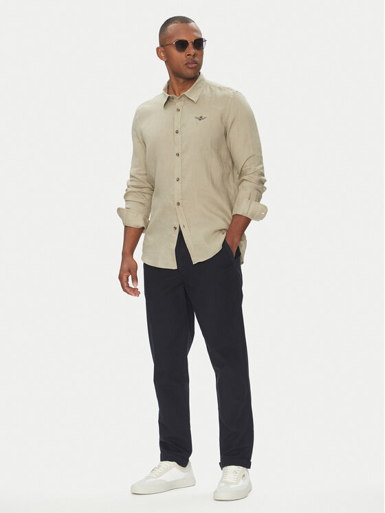 Aeronautica Militare Aeronautica Militare Marškiniai 251CA1239CT3089 Smėlio Regular Fit