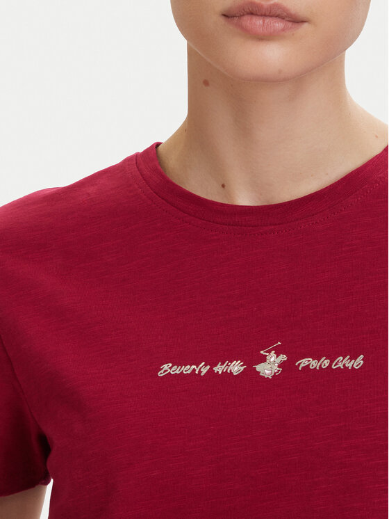 Beverly Hills Polo Club Beverly Hills Polo Club T-Shirt P-SS26W-TS6510 Μπορντό Regular Fit