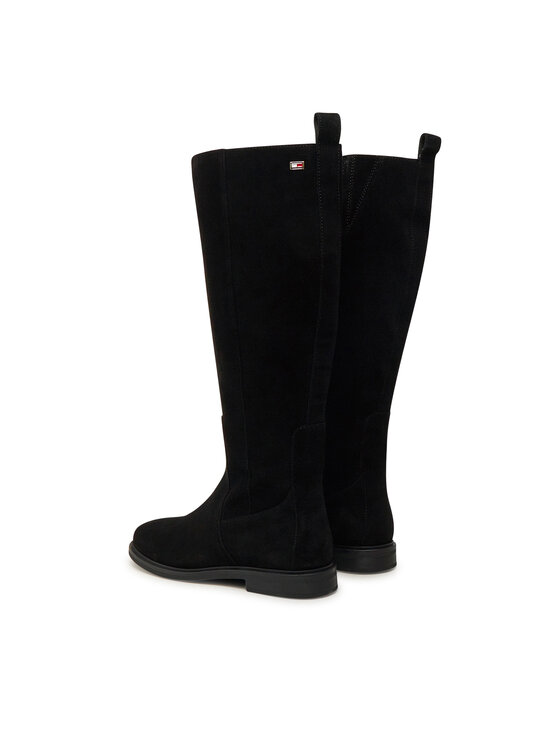Tommy Hilfiger Tommy Hilfiger Zimske čizme Flag Suede Long Boot Zip FW0FW08178 Crna
