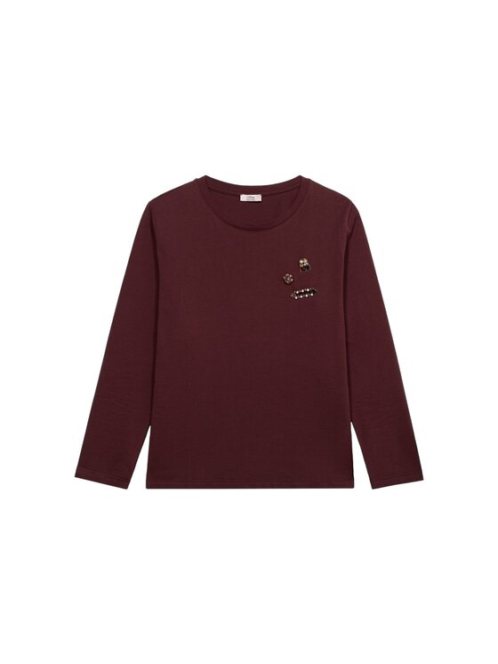 Oltre Oltre T-shirt G063J004608N036 Bordeaux Slim Fit