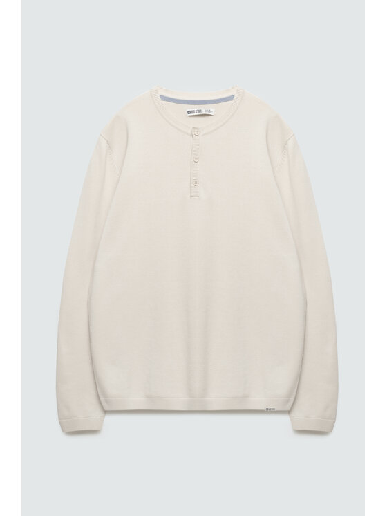 BIG STAR BIG STAR Sweter FINOS Kremowy Basic Fit