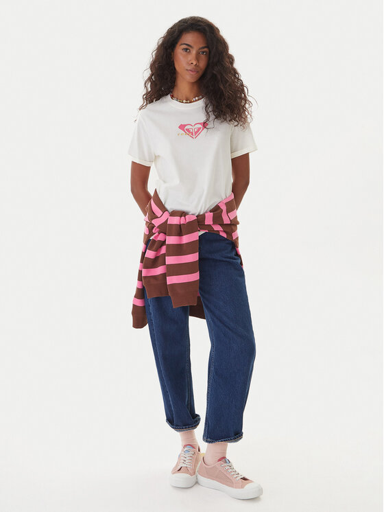 Roxy Roxy T-krekls Oceanregular ERJZT06078 Écru Regular Fit