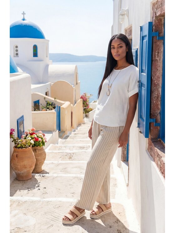 FIGL FIGL Spodnie palazzo M1323 Biały Loose Fit