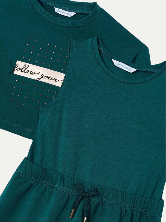 Mayoral Mayoral Set Sweatshirt und Kleid 4927 Grün Regular Fit