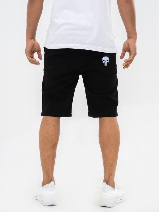 Marvel Marvel Szorty materiałowe Krótkie Spodenki Materiałwe Męskie Czarne Punisher Marvel Comics Pocket Logo XL Czarny Regular Fit