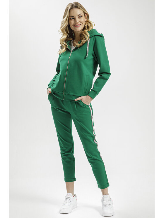 Cross Jeans Cross Jeans Bluza 65414-027 Zielony Zipped Hoodie Fit