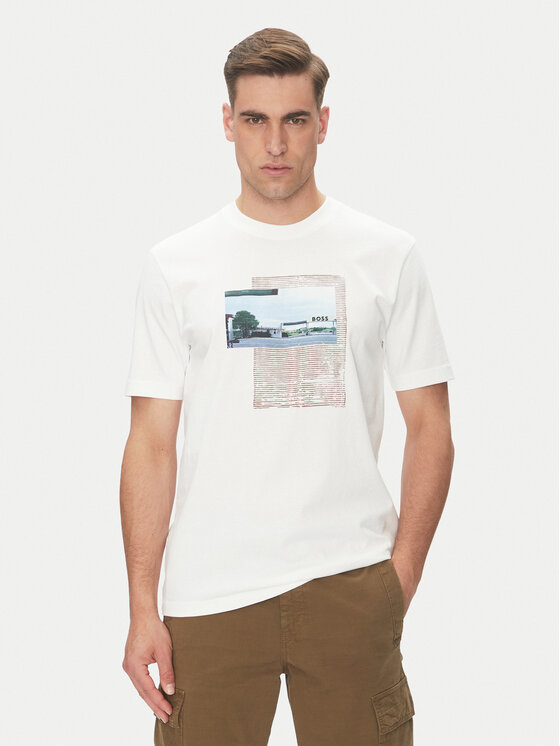 BOSS Tričko Te_Ontheway 50539180 Biela Regular Fit