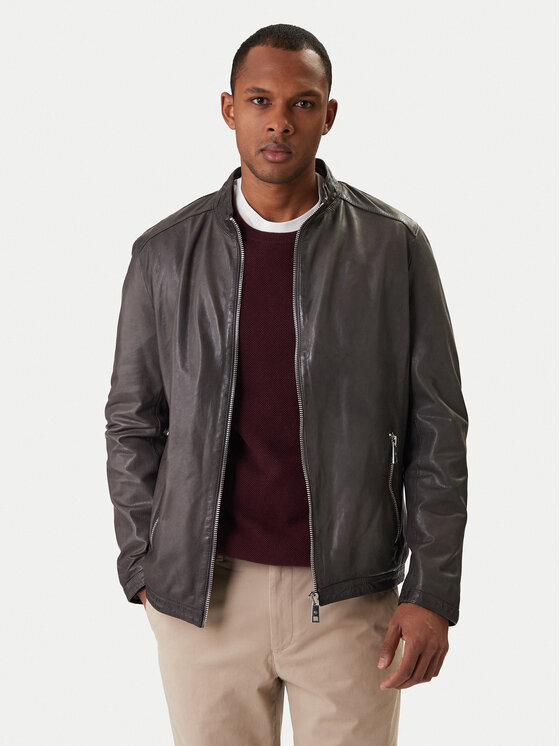Milestone Milestone Кожено яке Oliverio 611099 60770 Сив Regular Fit