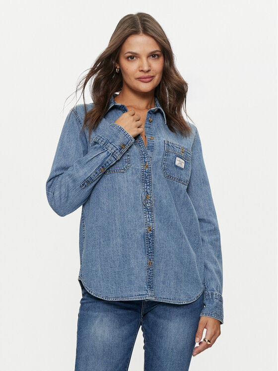 Guess Jeans cămașă de blugi W4YH37 D5EI2 Albastru Regular Fit