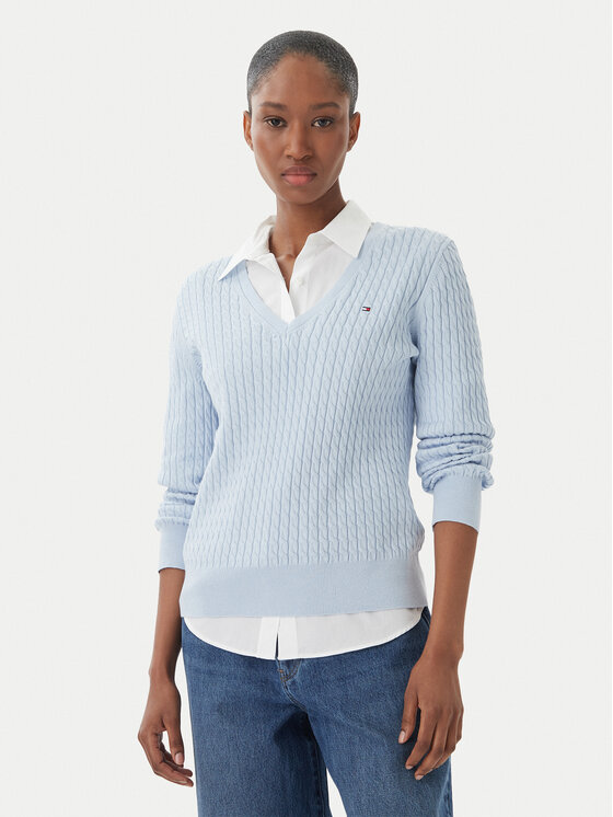 Tommy Hilfiger Tommy Hilfiger Sveter WW0WW44987 Svetlo modrá Regular Fit