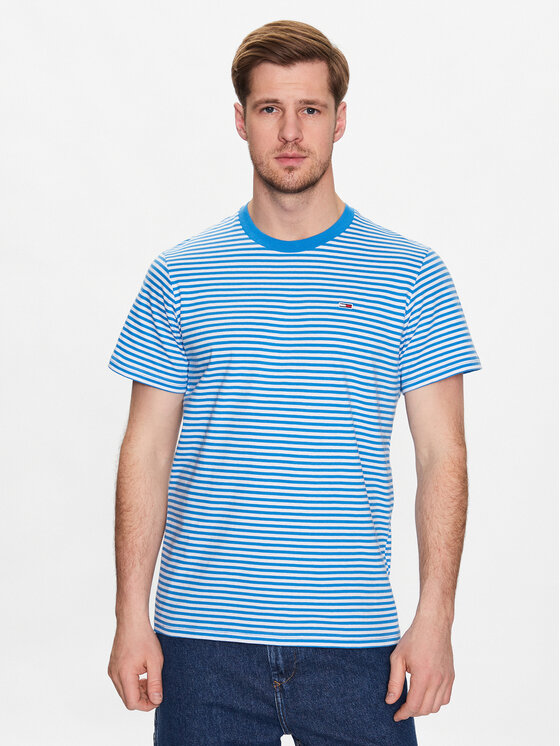 Tommy Jeans T-krekls Classics Stripe DM0DM05515 Zils Regular Fit