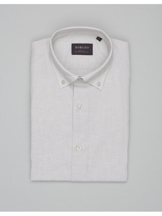 Borgio Borgio Koszula balmuccia_00534 Beżowy Slim Fit