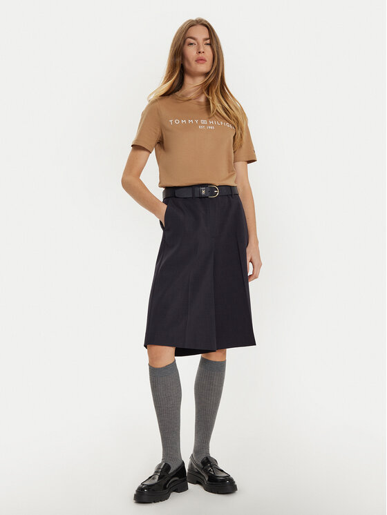 Tommy Hilfiger Tommy Hilfiger T-Shirt WW0WW40276 Beżowy Regular Fit