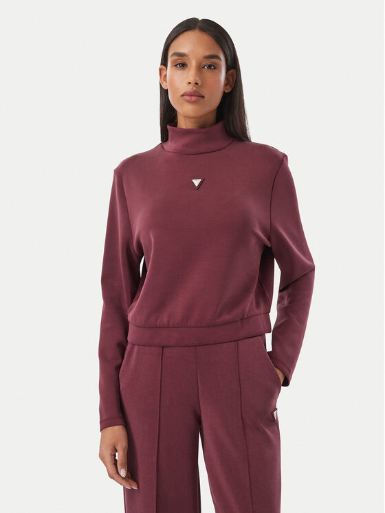 Guess Guess Mikina V4YQ05 KCAY2 Bordó Regular Fit