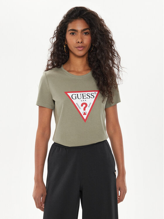 Guess Guess T-särk W1YI1B I3Z14 Roheline Regular Fit