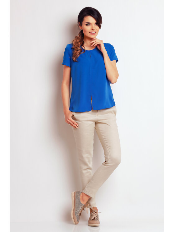 Awama Awama Bluzka A138 Niebieski Basic Fit