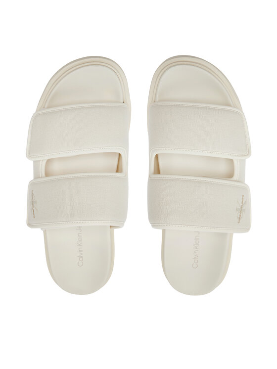 Calvin Klein Jeans Calvin Klein Jeans Şlapi Double Bar Sandal Mtl YM0YM01020 Écru