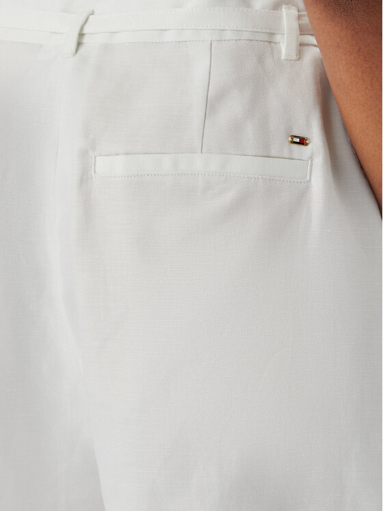 Tommy Hilfiger Tommy Hilfiger Medžiaginiai šortai WW0WW49040 Balta Wide Leg