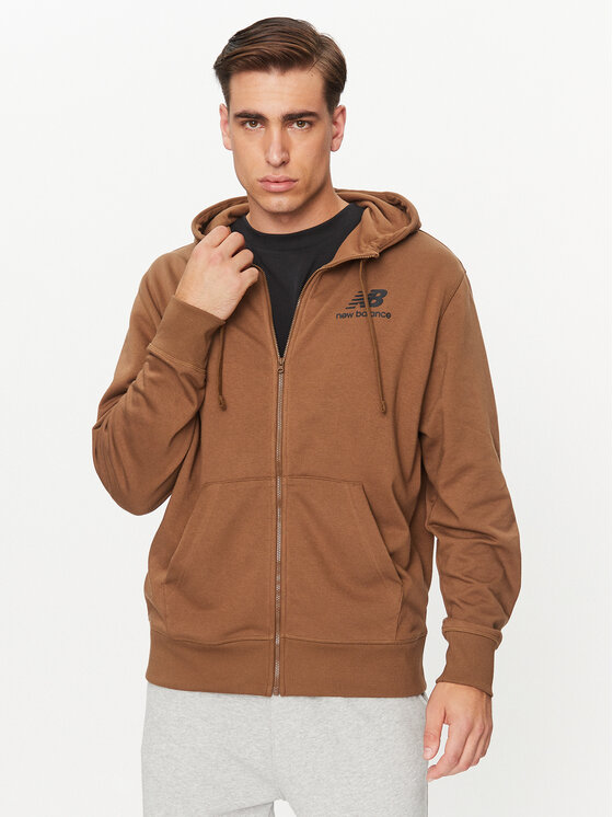 New Balance Mikina Essentials Stacked Logo French Terry Jacket MJ31536 Hnedá Regular Fit