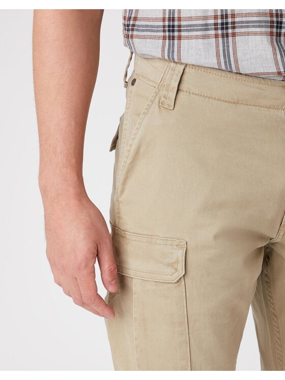 Wrangler Wrangler Spodnie materiałowe CASEY CARGO Beżowy Straight Fit