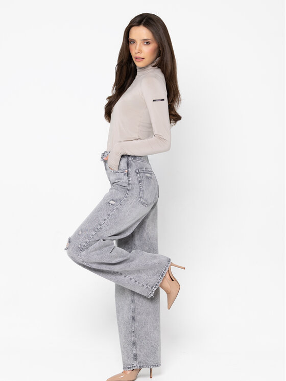 Miss LK Miss LK Jeansy MISSLKJ Szary Wide Leg