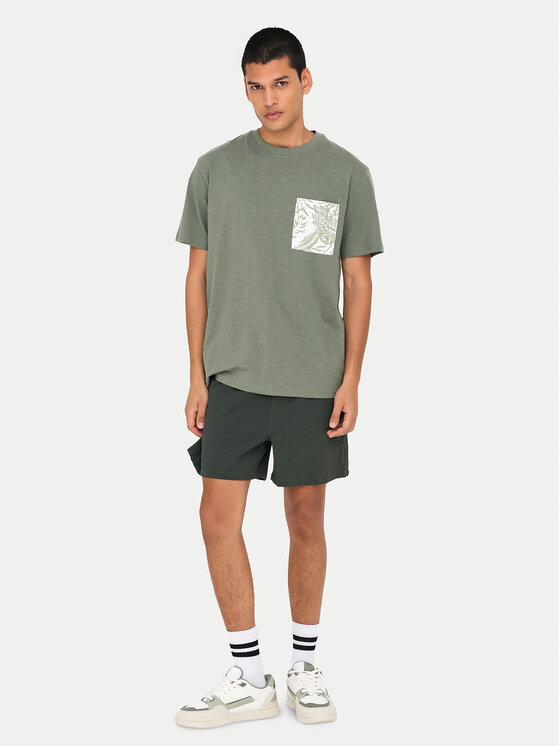 Only & Sons Only & Sons Tričko 22025286 Zelená Regular Fit
