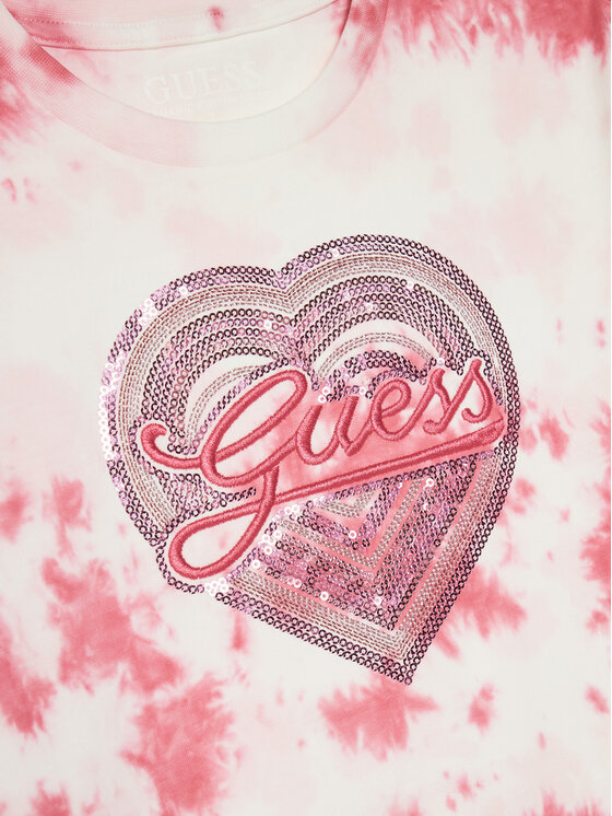 Guess Guess Тишърт J5RI09 K8HM4 Розов Oversize