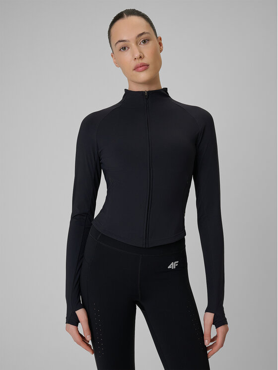 4F 4F Bluza techniczna TRAINING Czarny Slim Fit