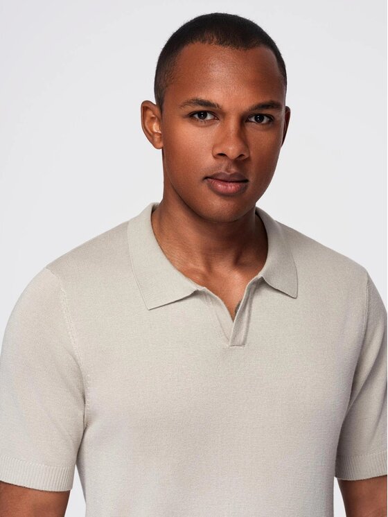 Ombre Ombre Polo OM-POSS-0159 Szary Slim Fit