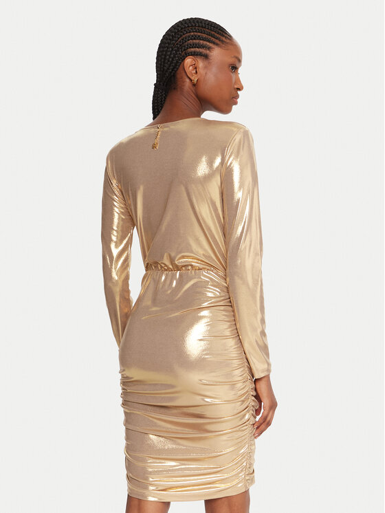 Fracomina Fracomina Coctailkleid FQ25WD1006W59501 Goldfarben Slim Fit