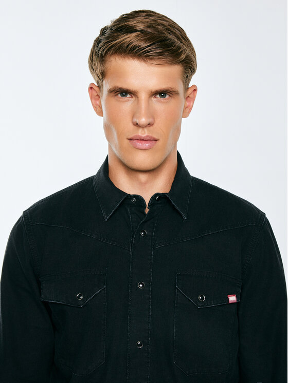 BIG STAR BIG STAR Koszula jeansowa BUCK Czarny Basic Fit