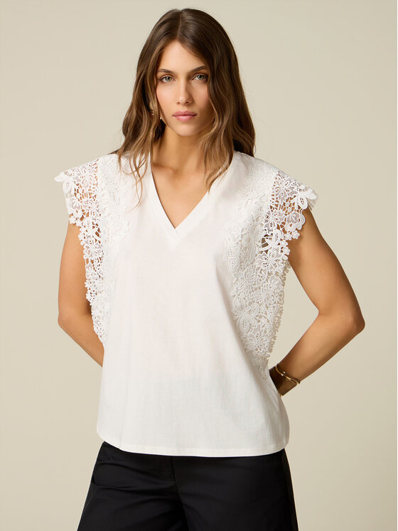 Oltre Oltre T-shirt G01AJ004676N011 Bianco Regular Fit