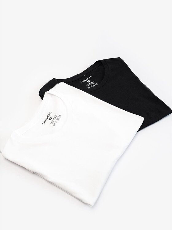 Urban City Urban City Komplet 2 t-shirtów Zestaw 2 Koszulek Czarna / Biała Urban City No Logo Basic M Czarny Regular Fit