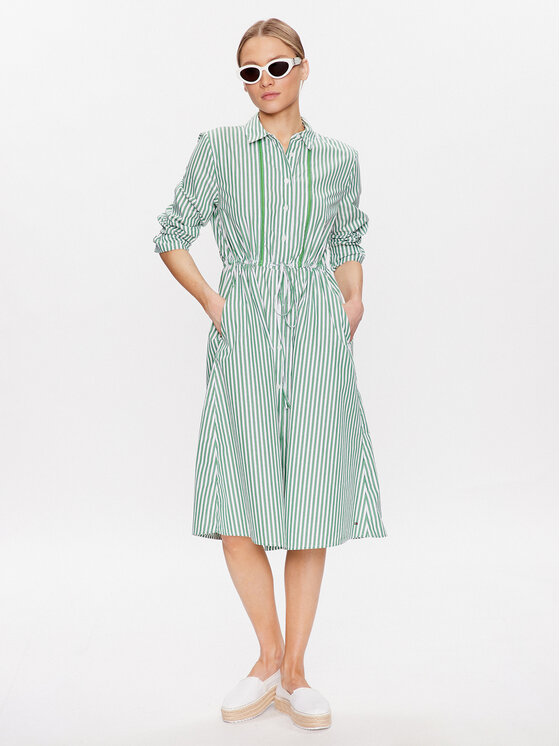 Tommy Hilfiger Tommy Hilfiger Srajčna obleka WW0WW37955 Zelena Regular Fit