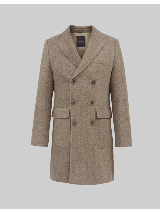 Borgio Borgio Płaszcz wełniany bolognetta Beżowy Slim Fit