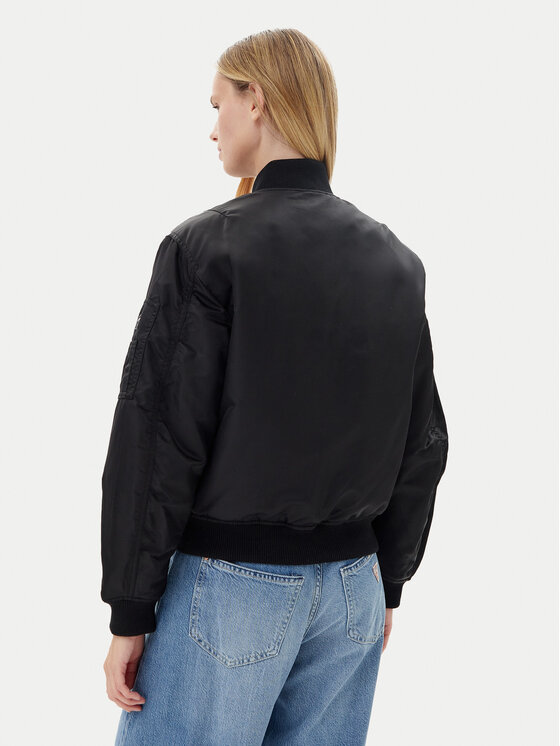 Guess Jeans Guess Jeans Bomber dzseki W5RL81 WHAA2 Fekete Regular Fit