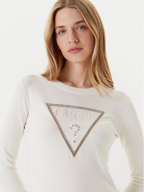 Guess Guess Pulover W5YR23 Z2NQ2 Écru Regular Fit