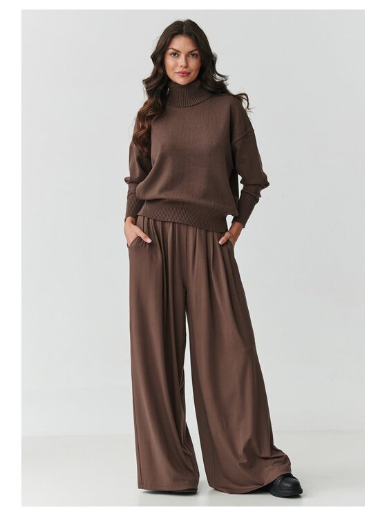 Makadamia Makadamia Sweter S165 Brązowy Loose Fit