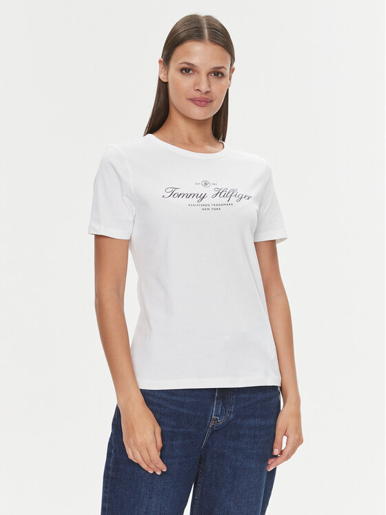 Tommy Hilfiger Tommy Hilfiger Тишърт WW0WW40526 Бял Slim Fit