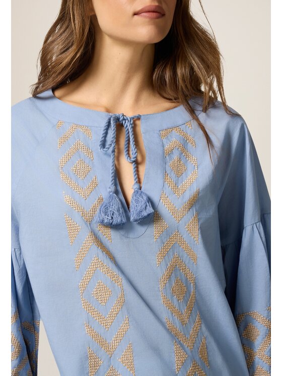 Oltre Oltre Blusa 2461J000687N004 Turchese Over Fit