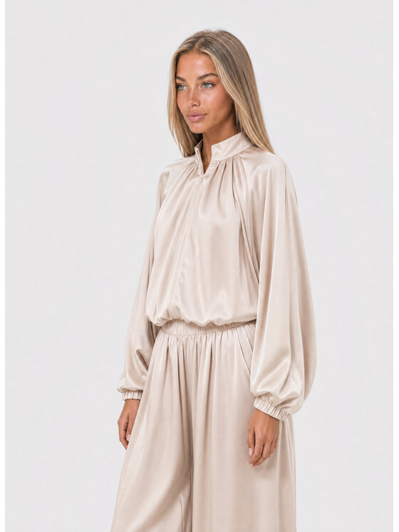 Agatha Studio Agatha Studio Komplet koszula i spodnie materiałowe A26LS-KA-K55 Beżowy Oversize
