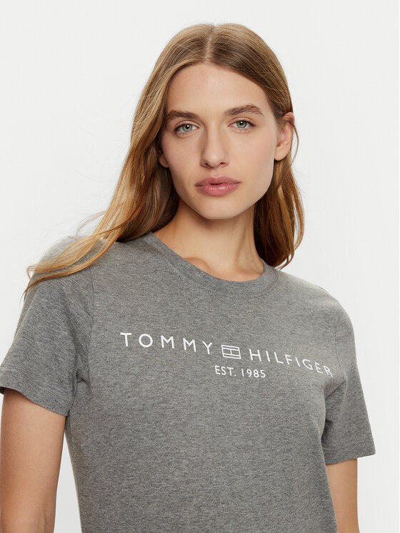 Tommy Hilfiger Tommy Hilfiger T-Shirt WW0WW40276 Szary Regular Fit