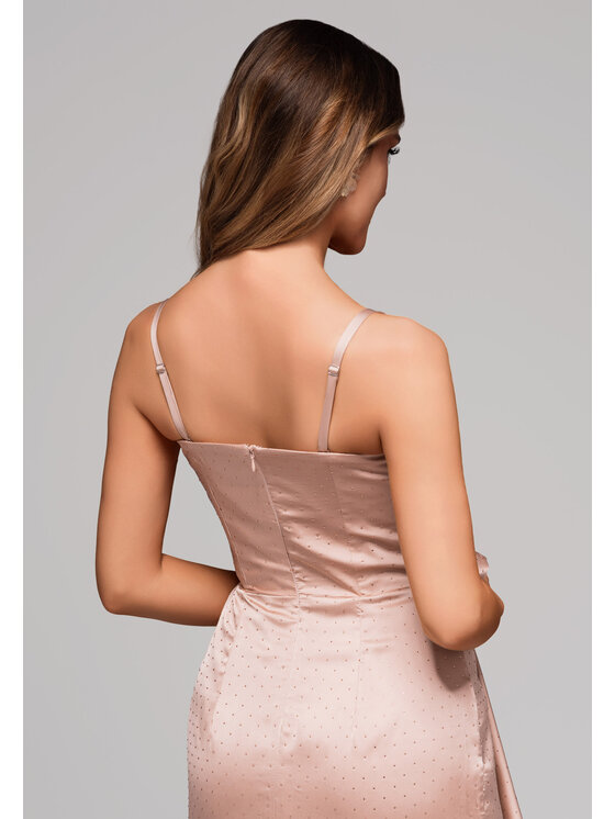Ombre Ombre Sukienka wieczorowa LA-OM-DLR104 Beżowy Regular Fit