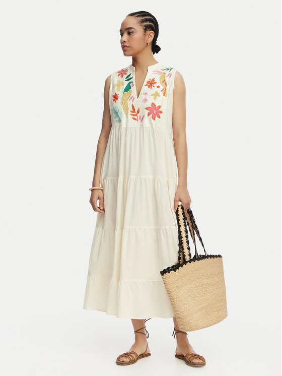 LOLA CASADEMUNT LOLA CASADEMUNT Rochie de vară LS2616006 Crem Relaxed Fit