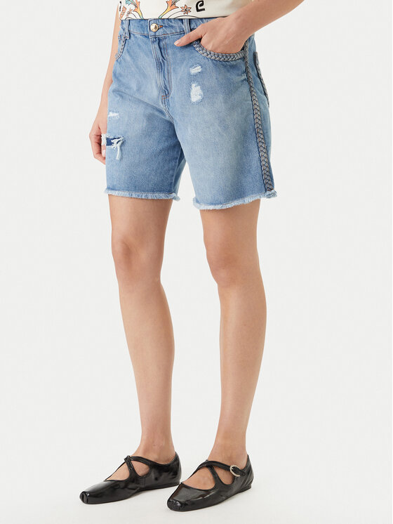 Just Cavalli Just Cavalli Pantaloncini di jeans 80PAD5S5 CDWCD Blu scuro Loose Fit